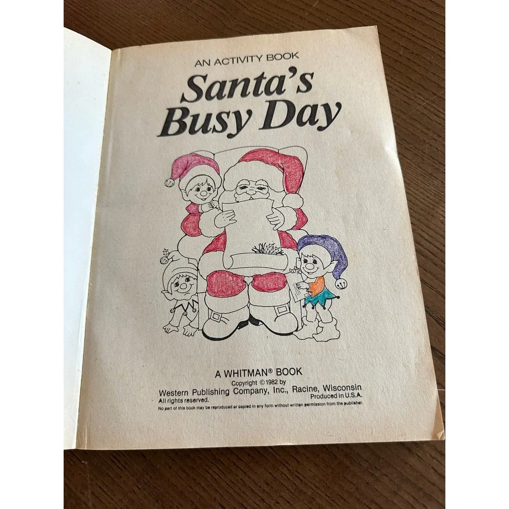 Vintage 1982 Whitman Santa's Busy Day Christmas Activity Book 140 Pages 1823